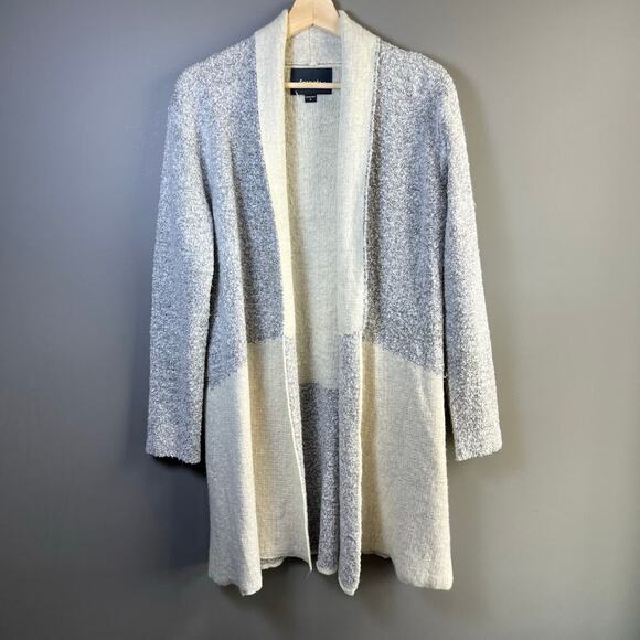 Lovemarks Cozy Gray and Cream Long Cardigan Sweater Size Medium - Picture 3 of 8